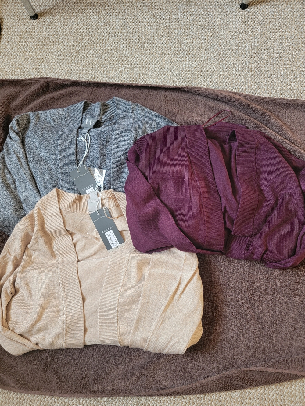 NWT Worthington Women's Cardigan Trio - Burgundy, Gray, Cream